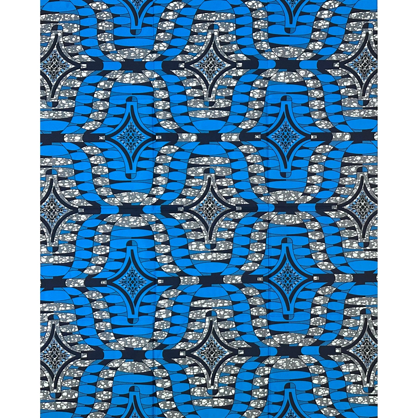 African Print Fabric/ Ankara - Blue, Gray 'Liberian Lynx,' YARD