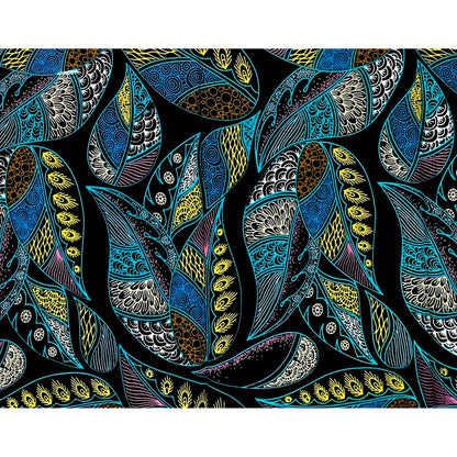 African Print Fabric/ Ankara - Blue, Black, Yellow, Pink 'Crown of Ayanfe' Design, YARD or WHOLESALE