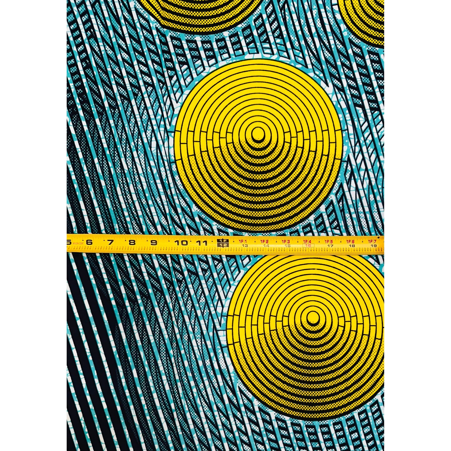 African Print Fabric/ Ankara - Blue, Yellow ‘Money Palava' Design, YARD