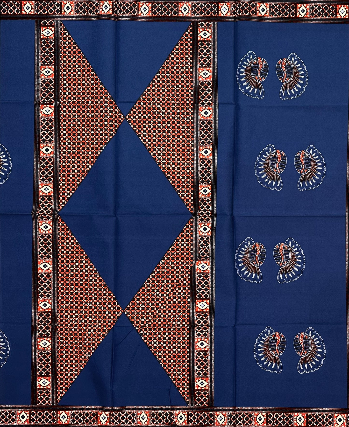 African Print Fabric/ Ankara - Blue, Brown "Calabash Chief", YARD or WHOLESALE