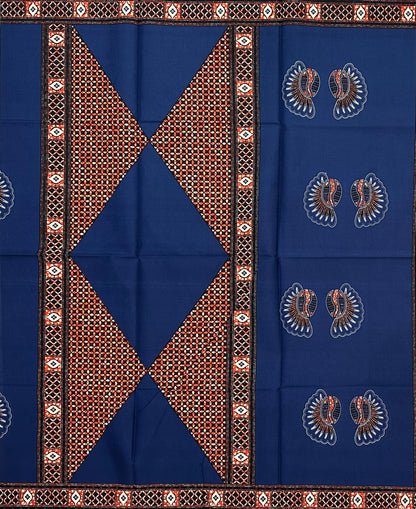 African Print Fabric/ Ankara - Blue, Brown "Calabash Chief", YARD or WHOLESALE