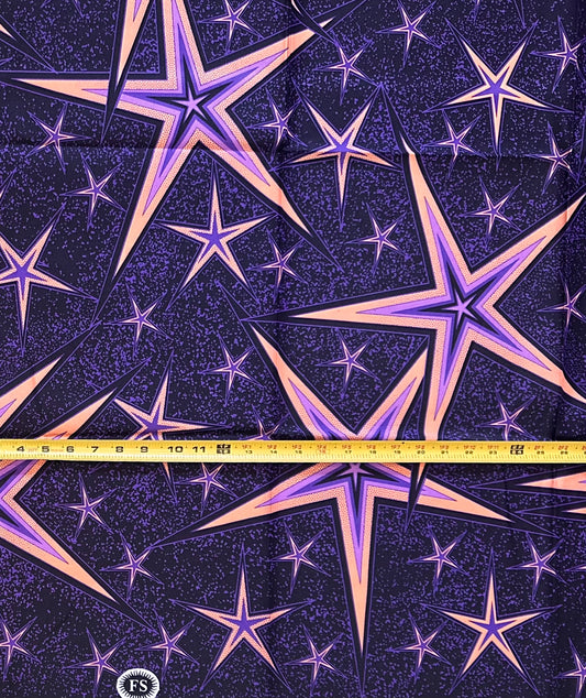 African Print Fabric/Ankara - Purple, Pink "Vector Nova", ~1 Yard
