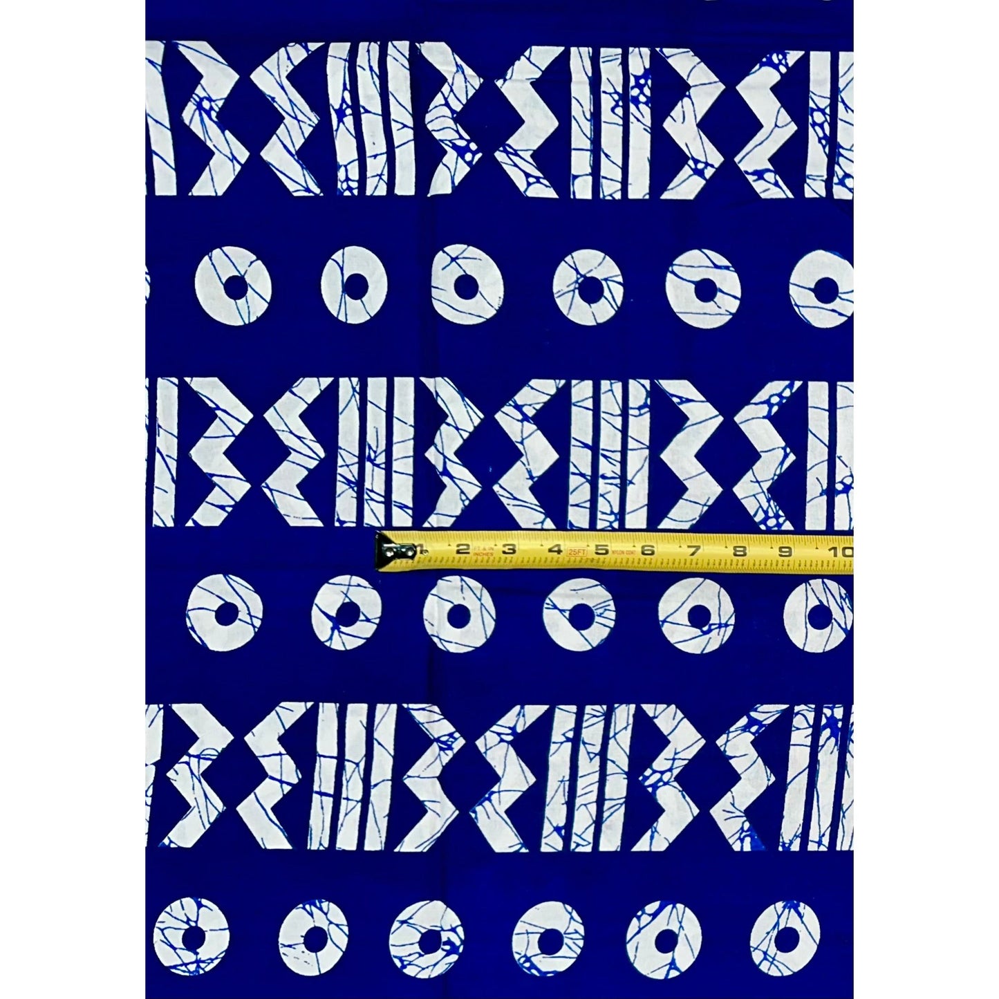 African Print Fabric/ Ankara - Blue, White 'Correct Levels' Design, YARD or WHOLESALE