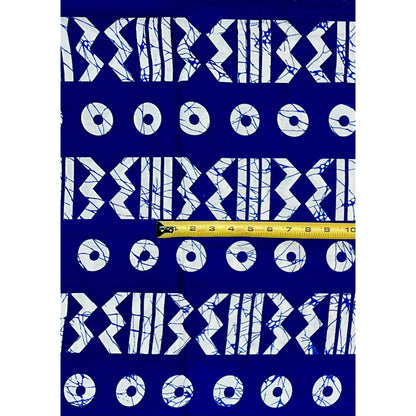 African Print Fabric/ Ankara - Blue, White 'Correct Levels' Design, YARD or WHOLESALE