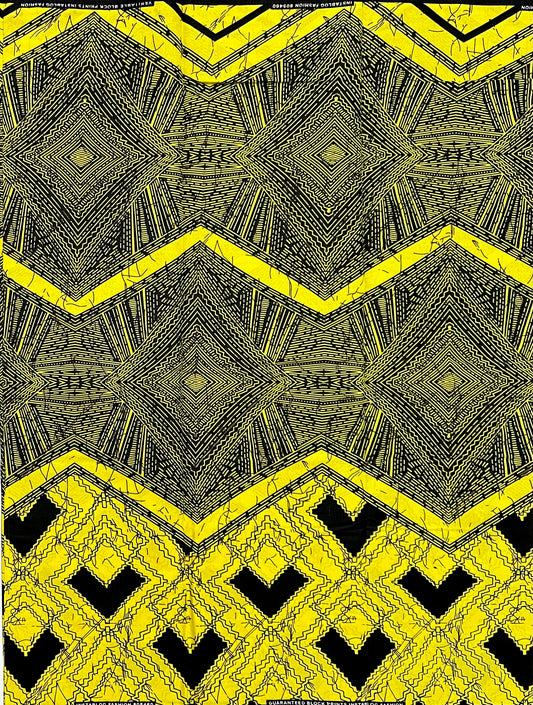 African Print Fabric/ Ankara - Yellow, Black 'High Noon' YARD or WHOLESALE