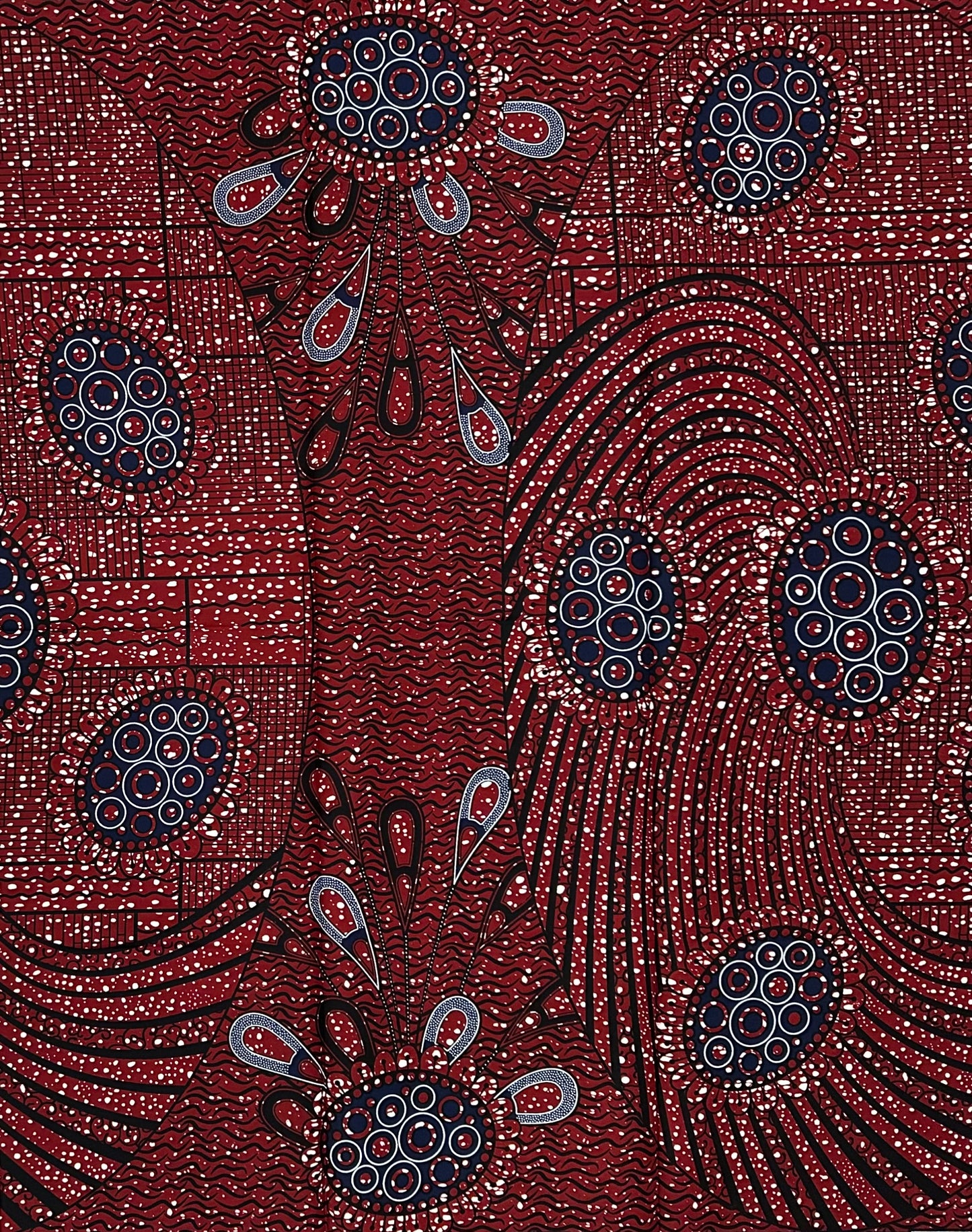 African Print Fabric/ Ankara - Brown, Navy, Black 'Bolo, Bolo', 1 YARD