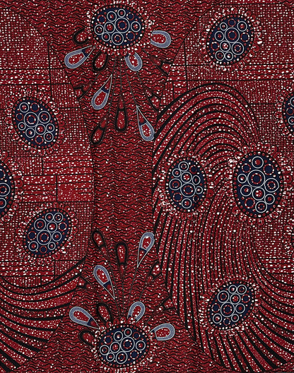 African Print Fabric/ Ankara - Brown, Navy, Black 'Bolo, Bolo', 1 YARD
