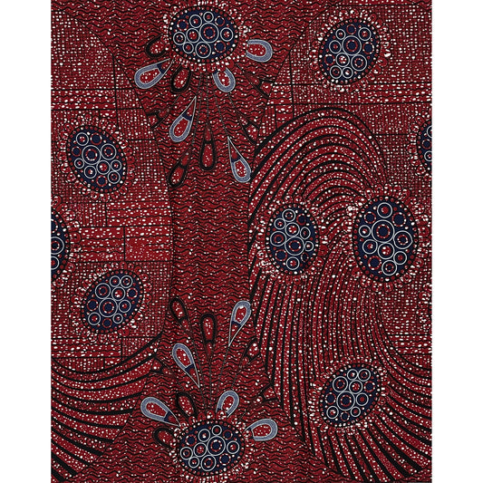 African Print Fabric/ Ankara - Brown, Navy, Black 'Bolo, Bolo', 1 YARD