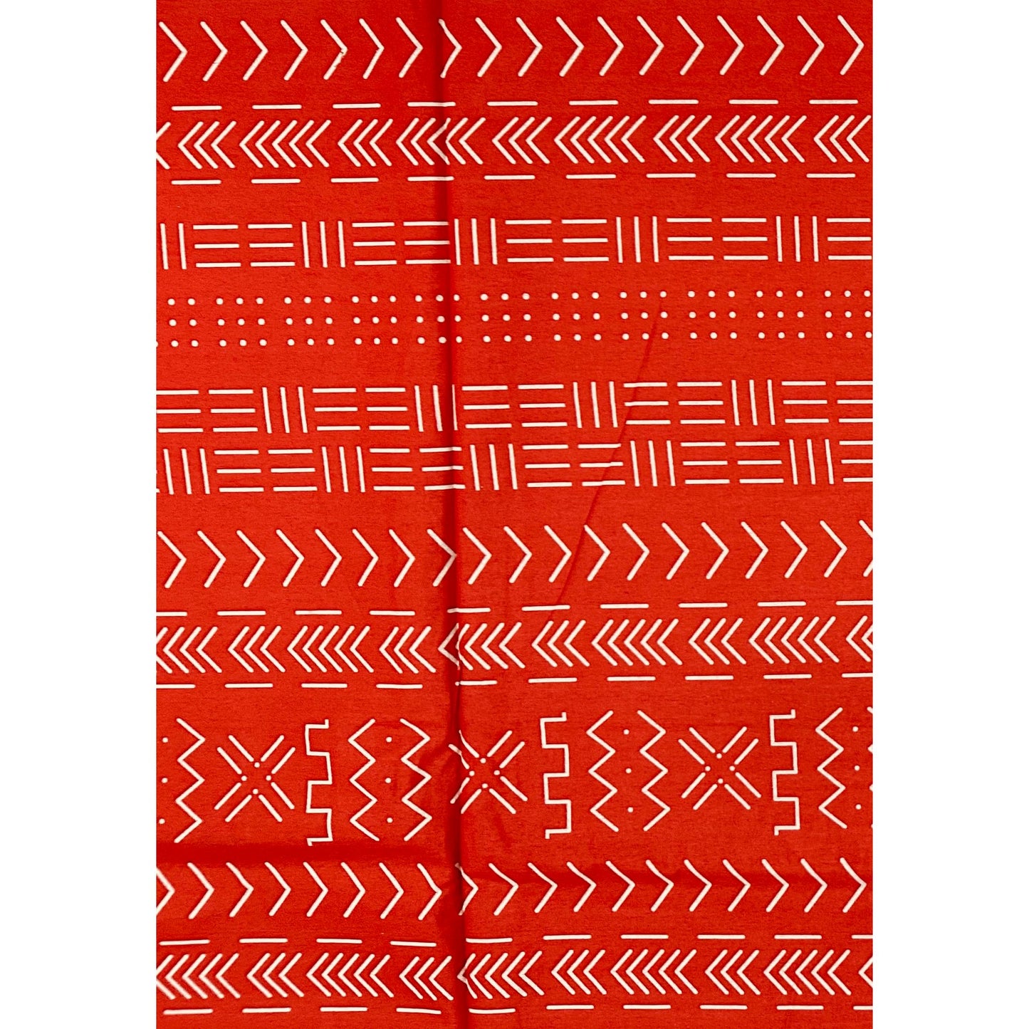 African Print Fabric/ Ankara - Red-Orange, Cream 'Taye Legacy' Design, YARD or WHOLESALE