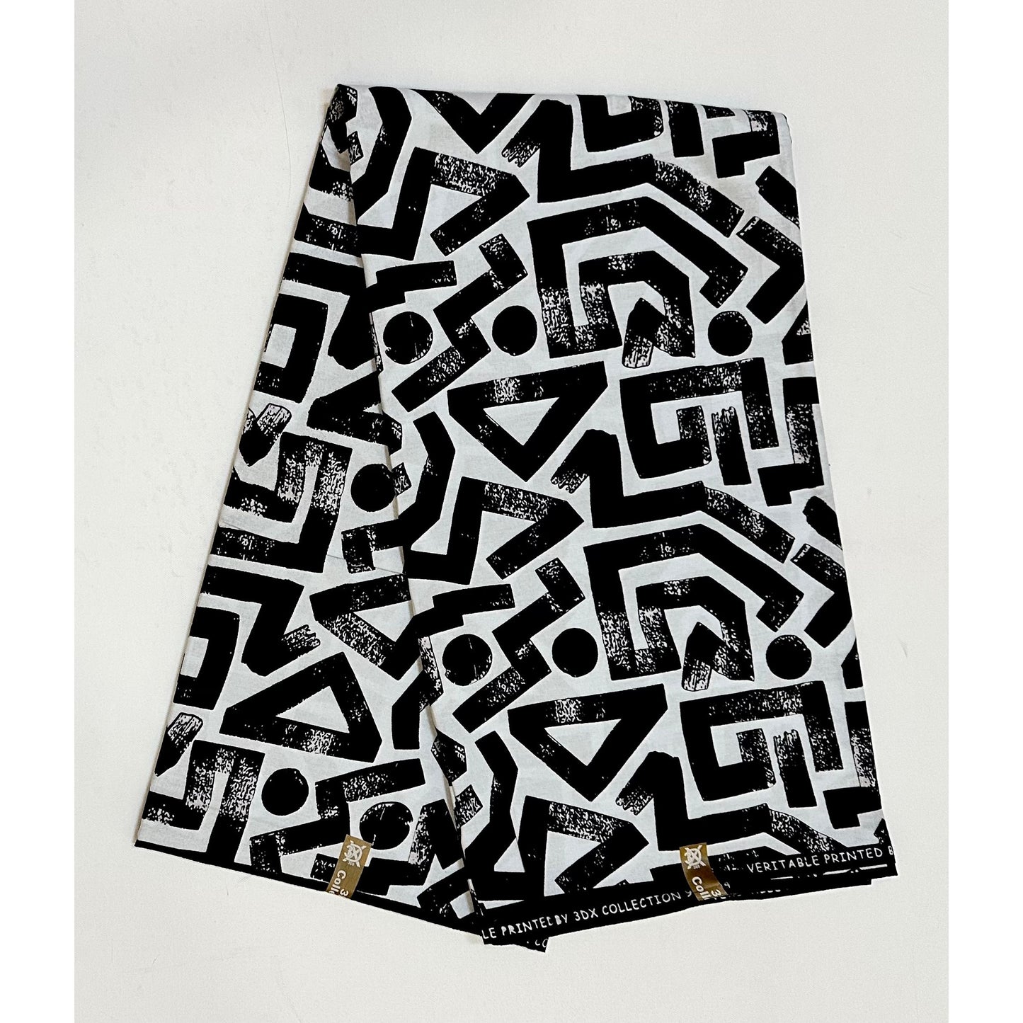 African Print Fabric/ Ankara - White, Black 'Ase Lines’, YARD or WHOLESALE