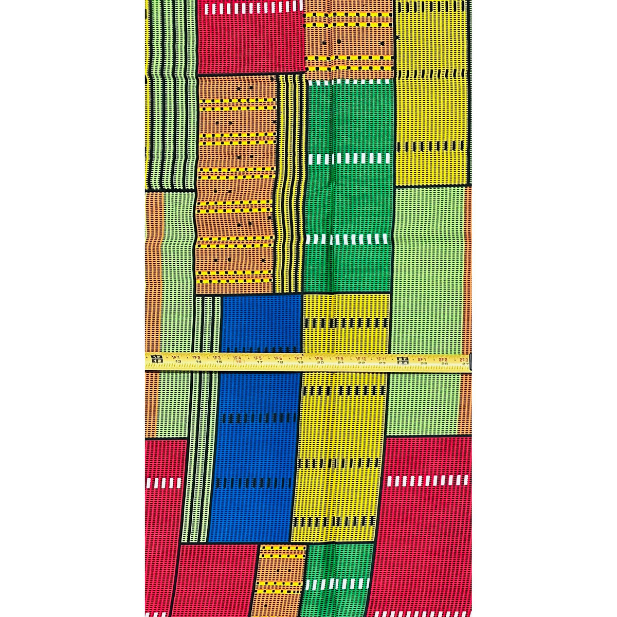 African Print Fabric/ Ankara - Red, Yellow, Green, Orange, Blue 'On the Block', YARD or WHOLESALE
