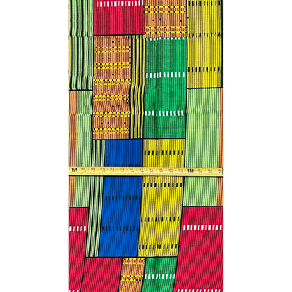 African Print Fabric/ Ankara - Red, Yellow, Green, Orange, Blue 'On the Block', YARD or WHOLESALE