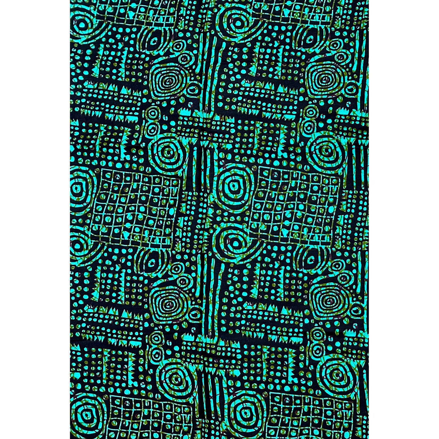 African Print Fabric/Ankara - Shades of Green, Black ‘Xai-Xai After Dark' Design, YARD or WHOLESALE