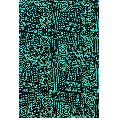 African Print Fabric/Ankara - Shades of Green, Black ‘Xai-Xai After Dark' Design, YARD or WHOLESALE