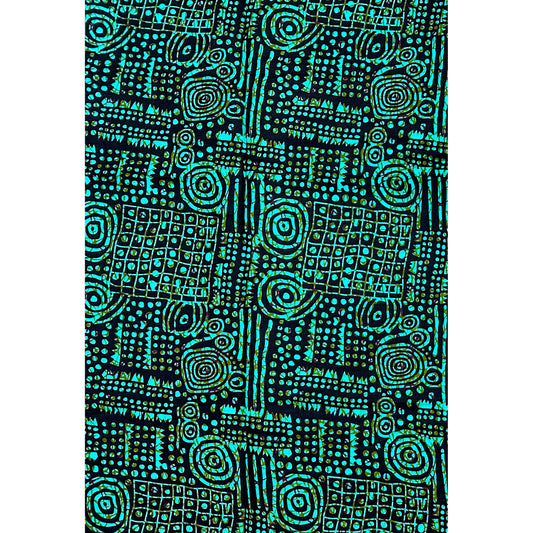 African Print Fabric/Ankara - Shades of Green, Black ‘Xai-Xai After Dark' Design, YARD or WHOLESALE