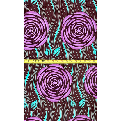 African Print Fabric/ Ankara - Purple, Turquoise, Brown 'The Last Empress,’ 1 YARD