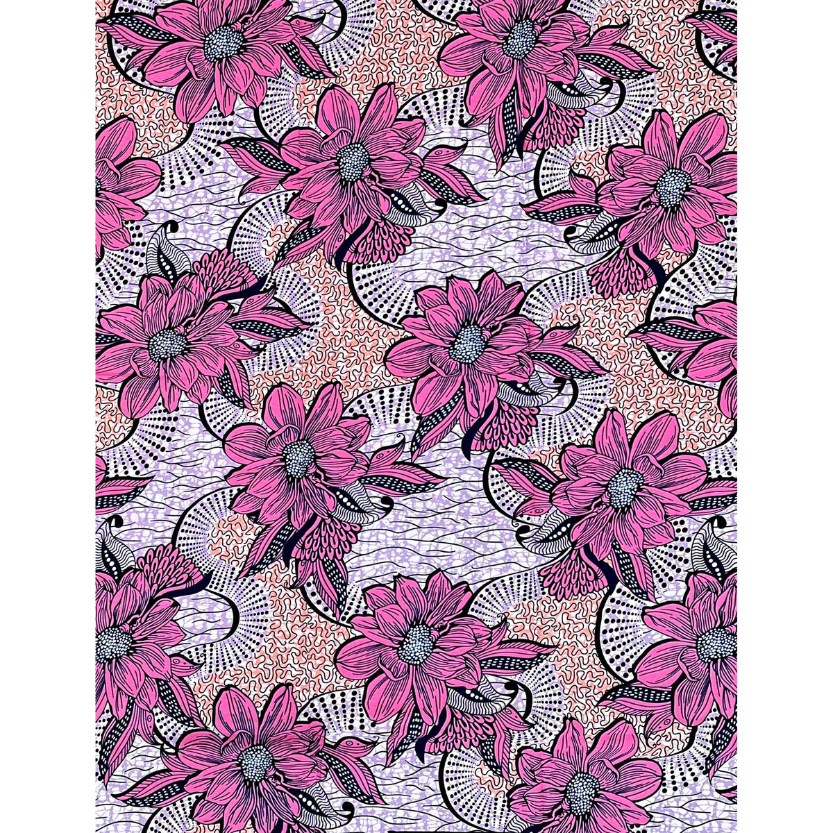 African Print Fabric/ Ankara - Purple, Pink, Navy 'Sadebelle,’ YARD or WHOLESALE