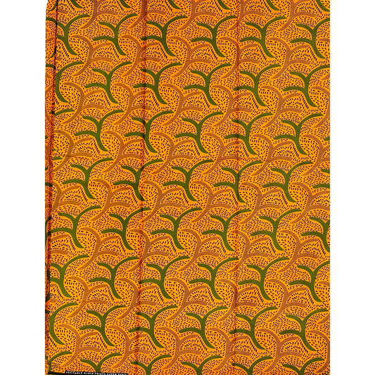 African Print Fabric/ Ankara - Orange, Green, Black 'Sunspice' Design