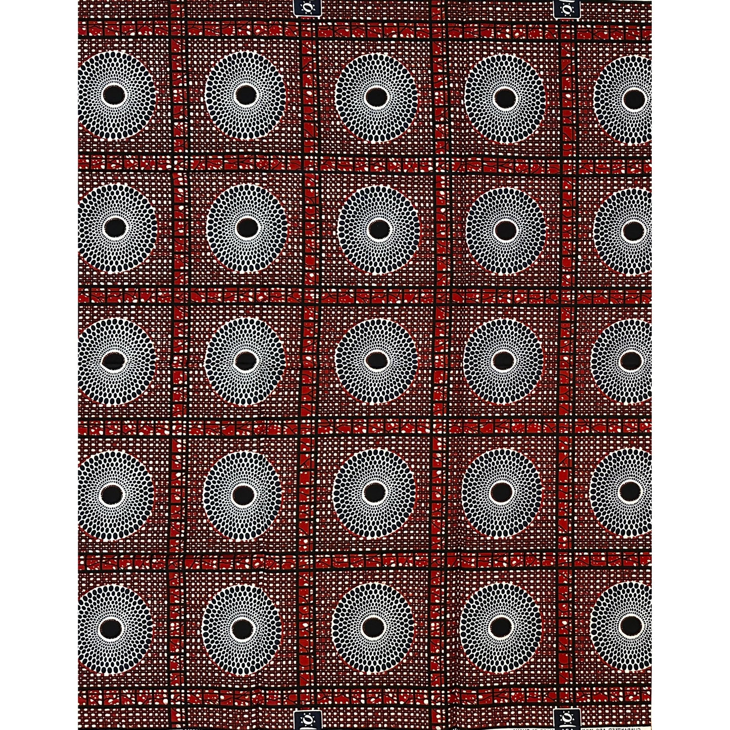 African Print Fabric/ Ankara - Brown, Navy, Black 'Eyes Everywhere', 1 YARD