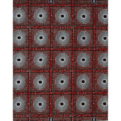 African Print Fabric/ Ankara - Brown, Navy, Black 'Eyes Everywhere', 1 YARD