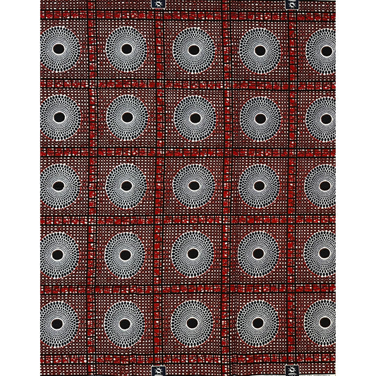 African Print Fabric/ Ankara - Brown, Navy, Black 'Eyes Everywhere', 1 YARD