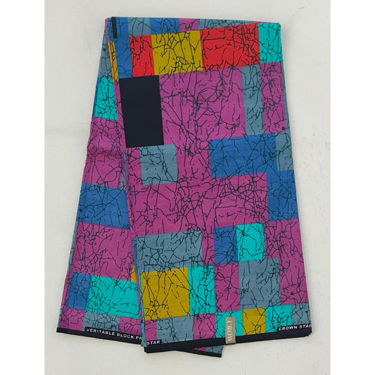 African Print Fabric/ Ankara - Purple, Turquoise, Blue, Red, Mustard, Gray ‘Fulani Fari' Design, YARD or WHOLESALE
