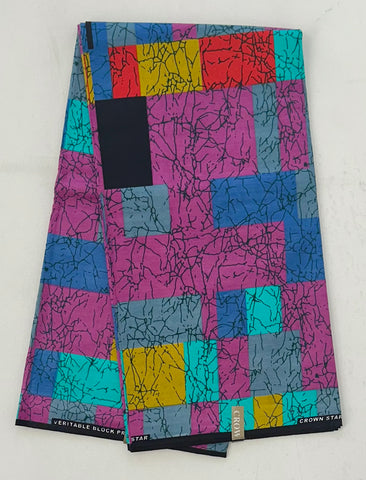 African Print Fabric/ Ankara - Purple, Turquoise, Blue, Red, Mustard, Gray ‘Fulani Fari' Design, YARD or WHOLESALE