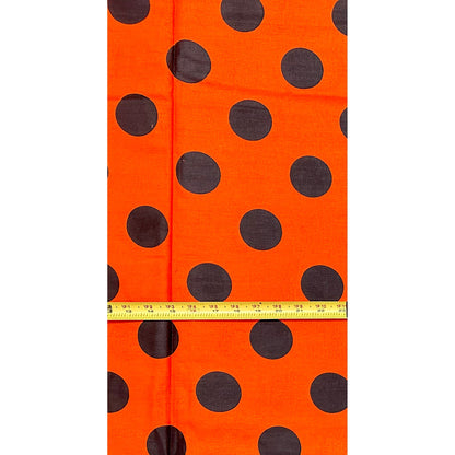 African Print Fabric/ Ankara - Orange, Black 'Dottie' Design, YARD or WHOLESALE