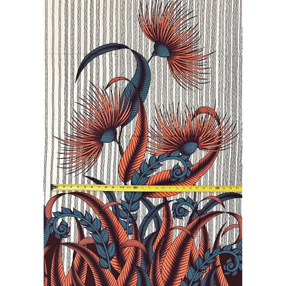 African Print Fabric/ Ankara - Beige, Coral, Gray, Brown ‘Botanical Thesis' Design, 1 YARD