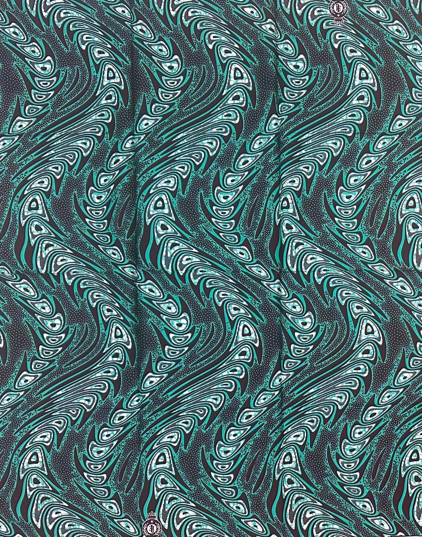 African Print Fabric/ Ankara - Green, Brown ‘Read the Room' Design, YARD