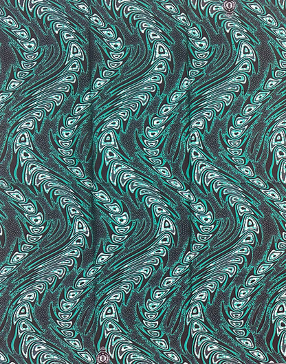 African Print Fabric/ Ankara - Green, Brown ‘Read the Room' Design, YARD