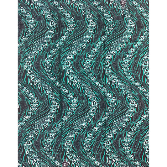African Print Fabric/ Ankara - Green, Brown ‘Read the Room' Design, YARD