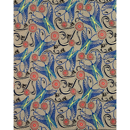African Print Fabric/ Ankara - Khaki, Blue, Red, Yellow 'Yewa’s Whisper' Design, YARD or WHOLESALE