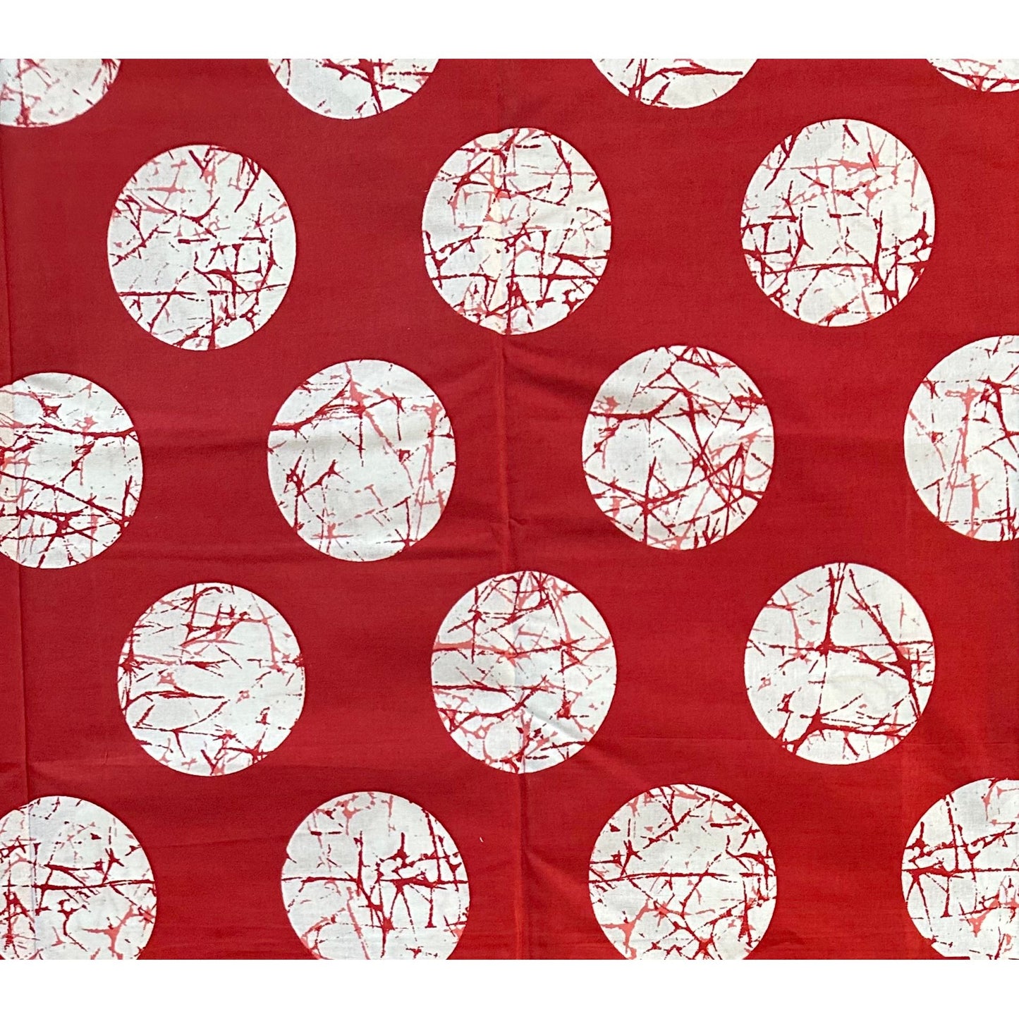 African Print Fabric/ Ankara - Red, White 'Oro of the Moon' Design, YARD or WHOLESALE