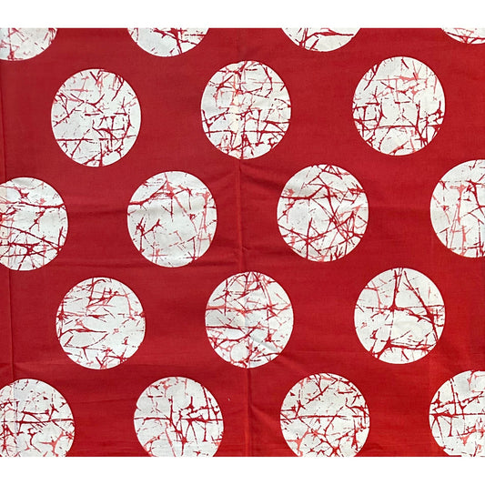 African Print Fabric/ Ankara - Red, White 'Oro of the Moon' Design, YARD or WHOLESALE