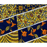 African Print Fabric/ Ankara - Blue, Brown, Orange, White 'Kolawole', YARD or WHOLESALE
