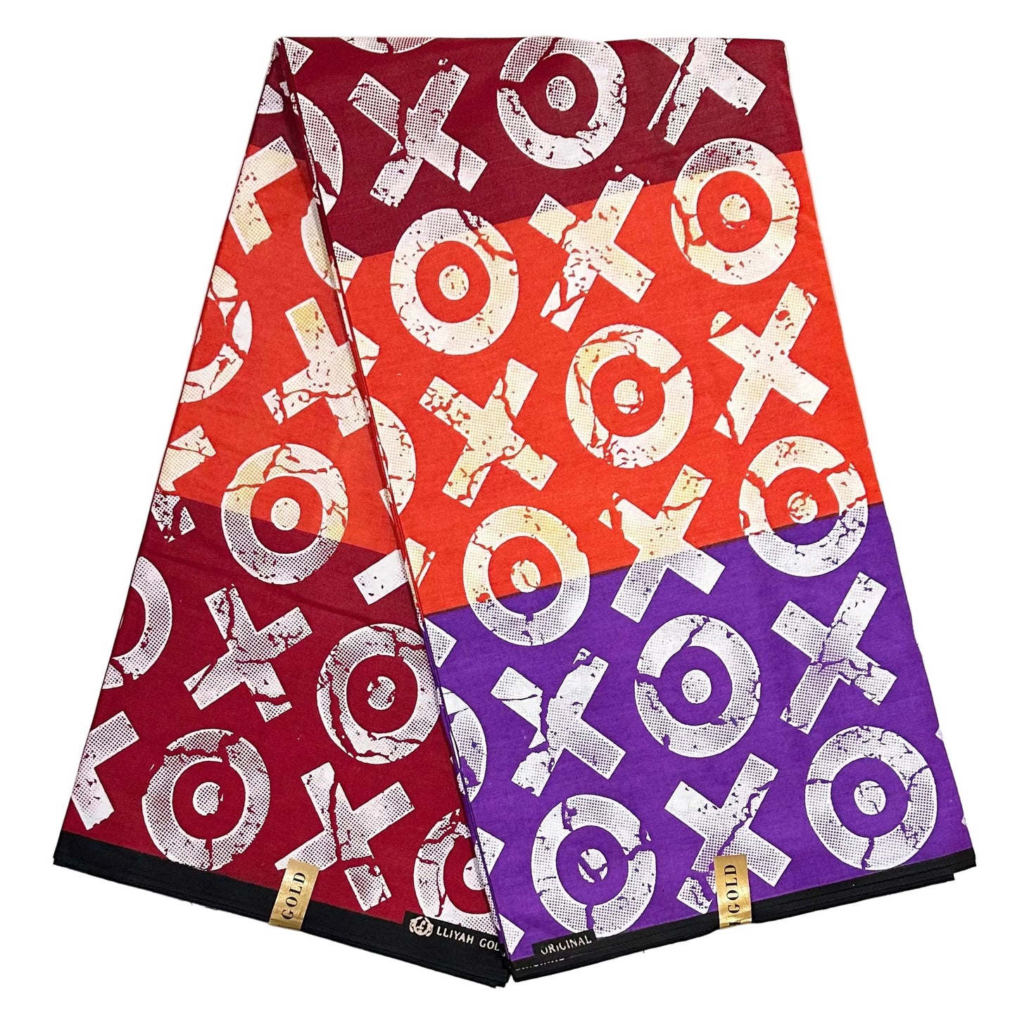 African Print Fabric/ Ankara - Purple, Orange, Red 'Iṣọkan Blocks' Design, YARD or WHOLESALE