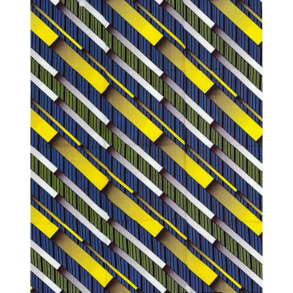 African Print Fabric/Ankara - Blue, Yellow, Green “Fast Lane" Design, 1 Yard