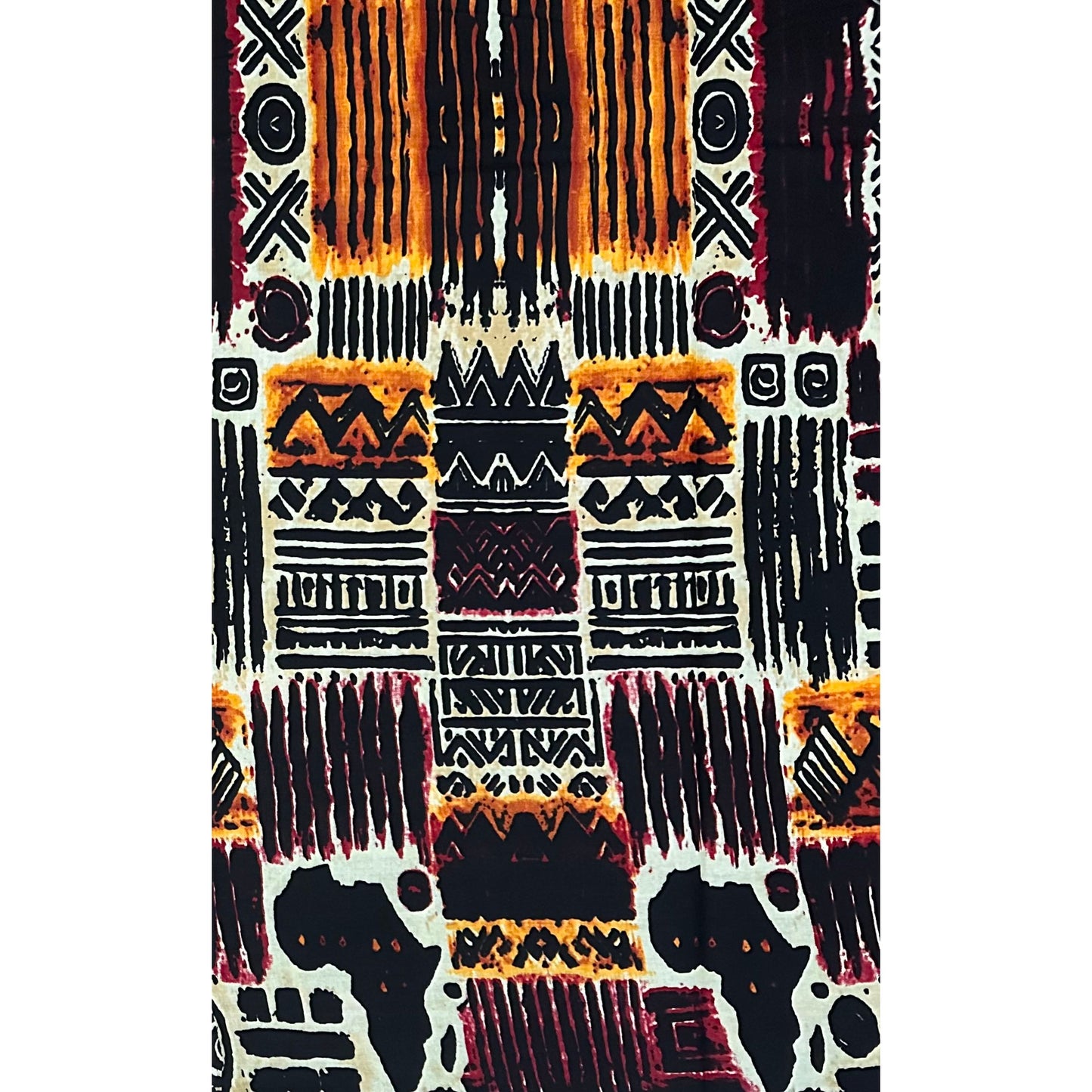 African Print Fabric/ Ankara - Red, Black, Beige, Brown "The Good Table", YARD or WHOLESALE