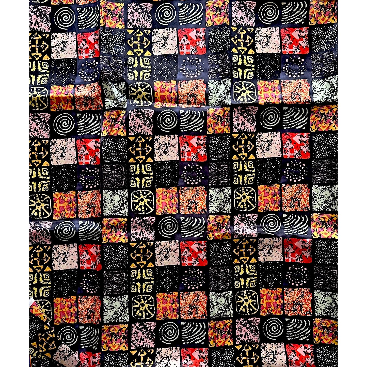 African Print, Satin Fabric - Black, Pink, Red, Beige, Yellow “Camelia”, Per Yard or Wholesale