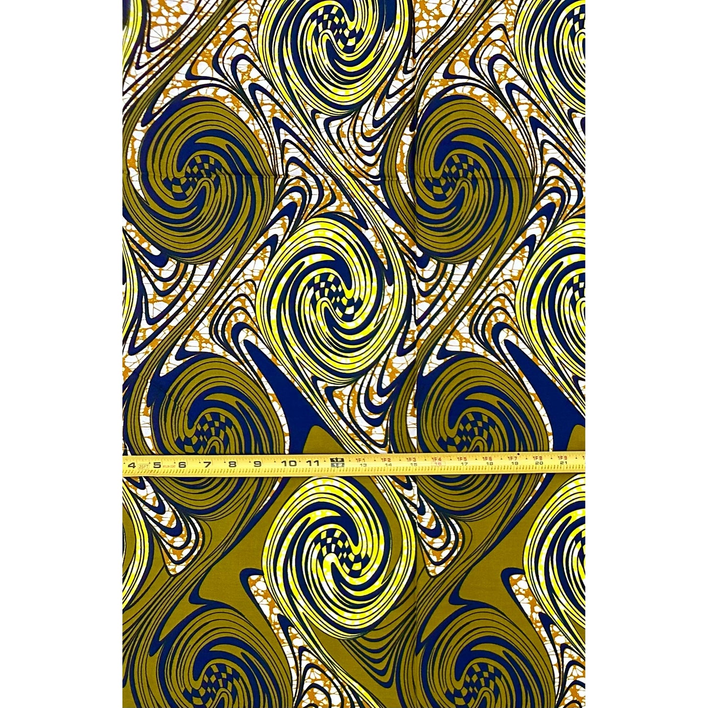 African Print Fabric/ Ankara - Green, Brown, Yellow ‘Sand & Saffron' Design, YARD