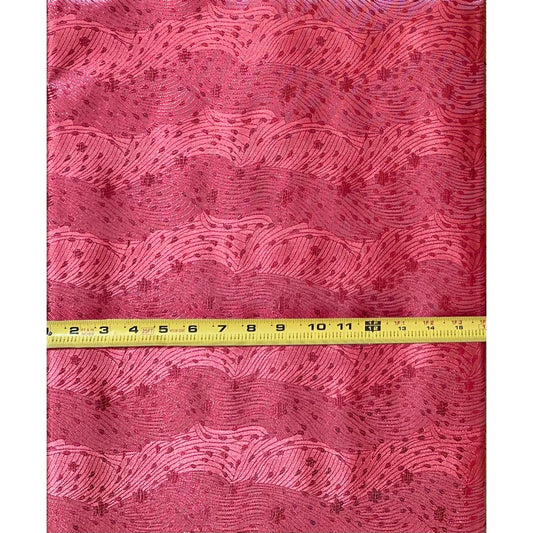 African Damask/ Metallic Jacquard/ Headtie, Gele Fabric - Salmon ‘Waves’, ~2 yards