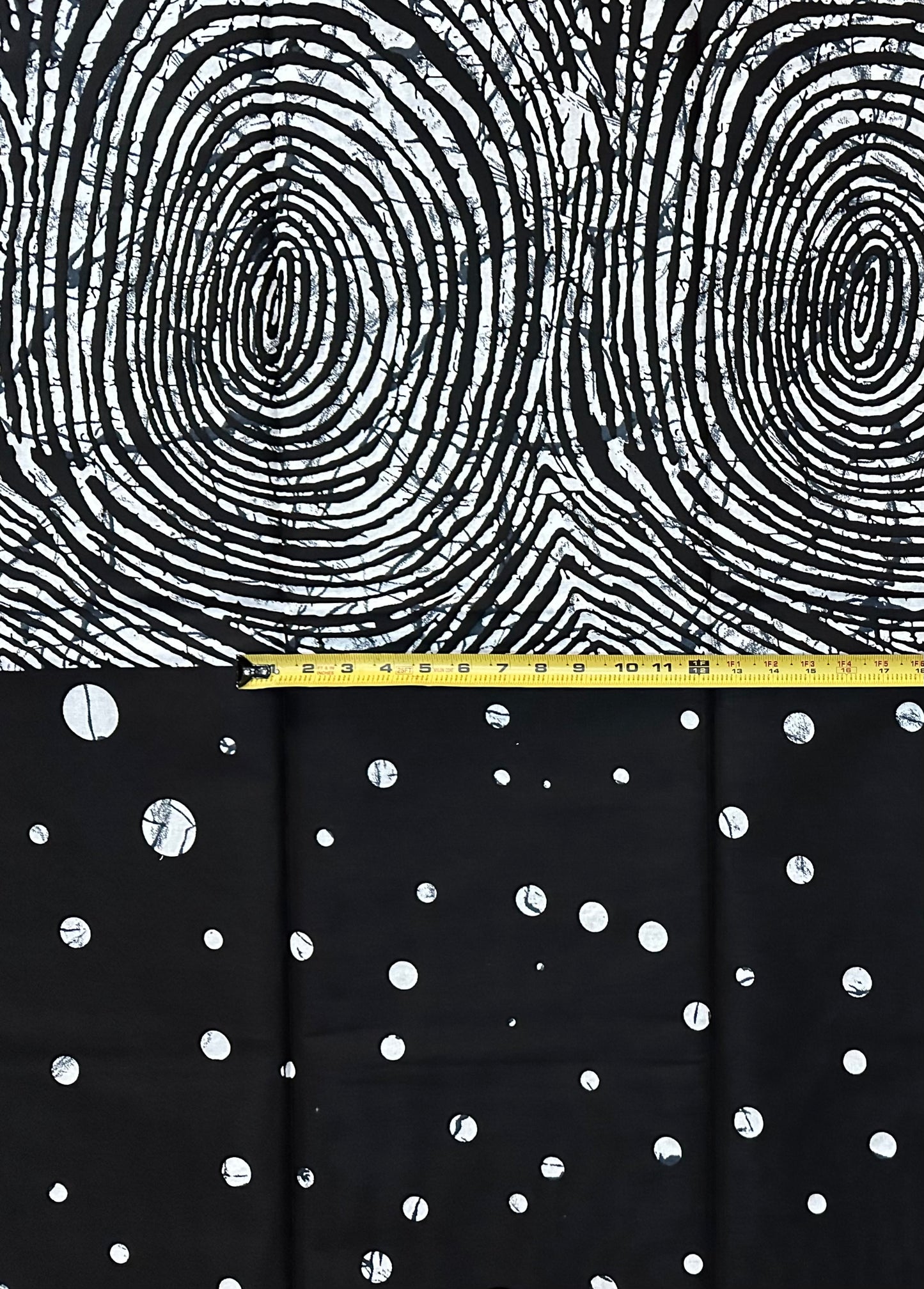 African Print Fabric/ Ankara - White, Black 'Osupa Noir', YARD or WHOLESALE