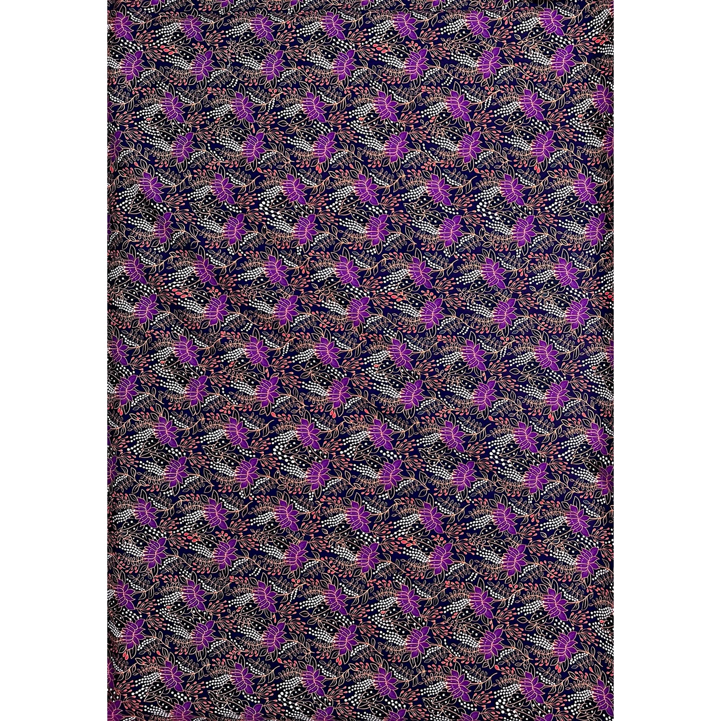 African Print, Stretch Cotton Satin Fabric- Shades of Purple, Teal, Red "Amara Noire", Per Yard