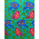 African Print Fabric/ Ankara - Teal, Olive Green, Blue, Pink 'Eyitope' Design, YARD or WHOLESALE