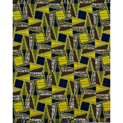 African Print Fabric/ Ankara - Brown, Green, Navy ‘Nothing Here Is Accidental,’ 1 YARD