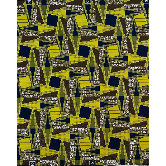 African Print Fabric/ Ankara - Brown, Green, Navy ‘Nothing Here Is Accidental,’ 1 YARD