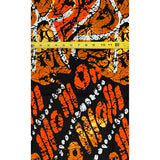 African Print Fabric/ Ankara - Brown, Black, Orange ‘Zomadon Strength', YARD or WHOLESALE