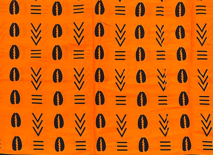 African Print Fabric/ Ankara - Orange, Black 'Ancestral Ties', Per Yard or Wholesale