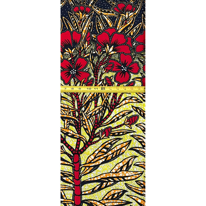 African Print Fabric/ Ankara - Red, Yellow, Brown ‘Red Soil Flowers', 1YARD